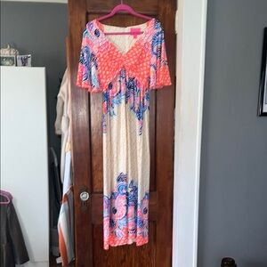 Lilly Pulitzer Pink and Blue Maxi Dress
